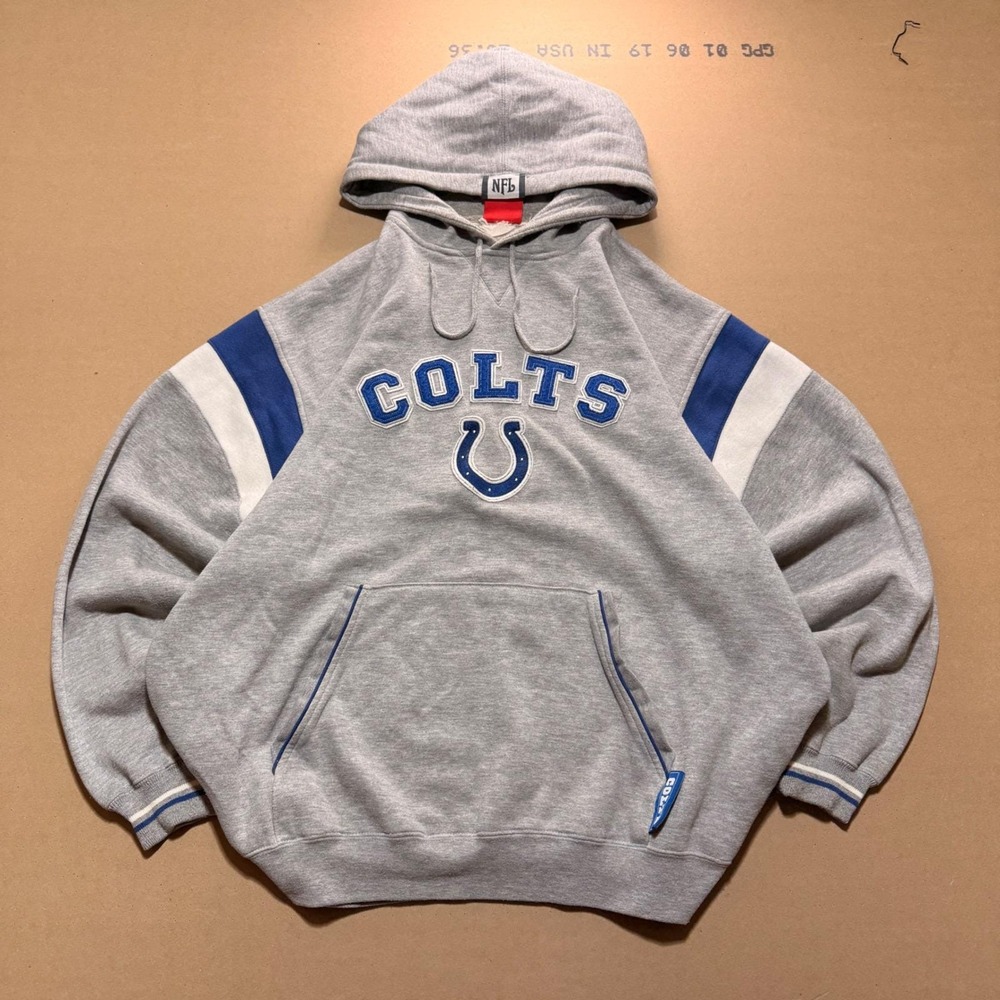 Vintage NFL Indianapolis Colts Hoodie XL Gray Good Embroidered Pullover